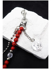 Beaded Wallet Chain Red Turquoise Stone Ball Wallet Chain Double Wallet Chain - iChainWallets