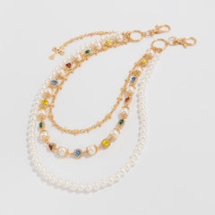 Gold Womens Wallet Chain Pearl Wallet Chain for Women Triple Ball Wallet Chain - iChainWallets