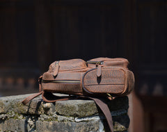 Dark Brown Leather Sling Backpack for Men 
