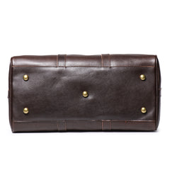 Dark Brown Weekend Bag Large Leather Weekender Bag for Men Long Weekend Shoulder Bag - iwalletsmen