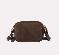 Brown Mens Small Leather Crossbody Bag 