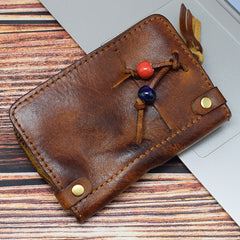 Leather Mens Key Wallet Card Slim Wallet Zipper Coin Wallet Car Key Case for Men