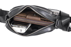  Mens Black Leather Crossbody Bag - iwalletsmen