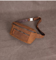 Brown Vintage Large Leather Waist Bag Mens - iwalletsmen