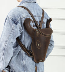 Brown Ox Bull Head Leather Backpack Mens Cool Leather Backpack - iwalletsmen