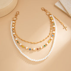 Gold Womens Wallet Chain Pearl Wallet Chain for Women Triple Ball Wallet Chain - iChainWallets