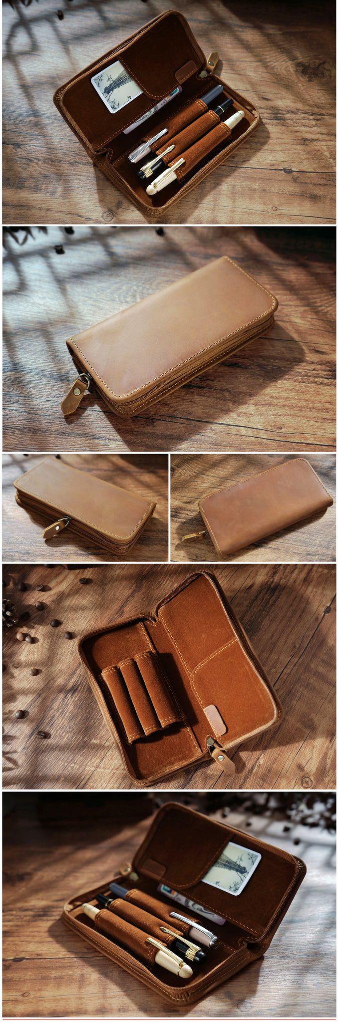 Brown Leather Fountain Pen Case Luxury Leather Pen Case - iwalletsmen