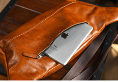 Cool Brown Mens Leather Large Travel Sling Bag Large Leather Waist Bags Fanny Pack for Men