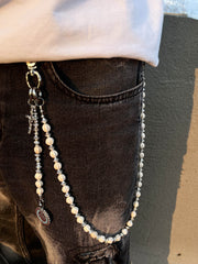 White Ball Wallet Chain Long Ball Wallet Chains for Women Beaded Wallet Chain