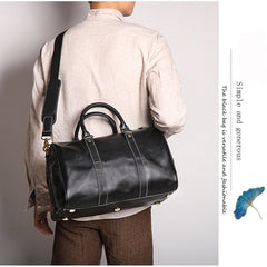 Casual Brown Leather Men's Small Overnight Bag Travel Bag Luggage Brown Weekender Bag For Men