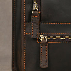 Brown Leather Vertical Briefcase Business Handbag for Men Office Handbag for Men - iwalletsmen