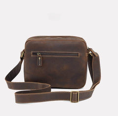 Brown Mens Small Leather Crossbody Bag - iwalletsmen
