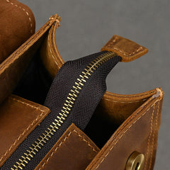 Crazy Horse Leather Backpack Mens 17L Brown Leather Backpack for Men - iwalletsmen