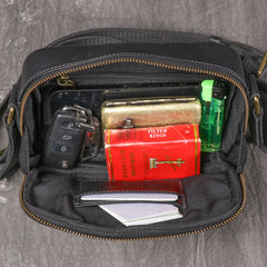 Black Small Messenger Bag Men's Black Leather Messenger Bag Small Black Leather Crossbody Bag