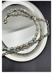 Light Blue Beaded Wallet Chain Ball Wallet Chain Double Wallet Chain - iChainWallets