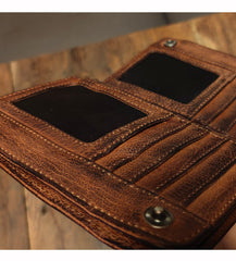 Genuine Leather Mens Chain Biker Wallet Cool Leather Wallet Small Wallets for Men