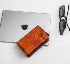 brown leather wallet mens​ Brown Leather Wallet Vertical Bifold Wallet Men's Vertical Wallet With Detachable Card Holder