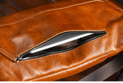 Cool Brown Mens Leather Large Travel Sling Bag Large Leather Waist Bags Fanny Pack for Men
