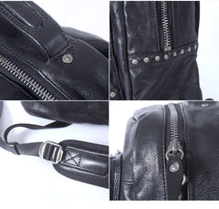 Handmade Leather Mens Cool Backpack Bag Large Travel Bag Hiking Bag for Men