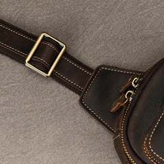 Brown Mens Leather Chest Bag Chest Sling Bag for Men - iwalletsmen