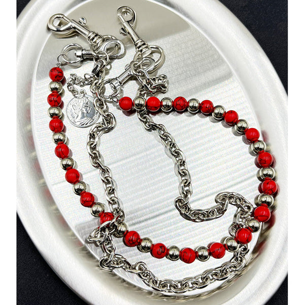 Red Turquoise Double Wallet Chain - iChainWallets