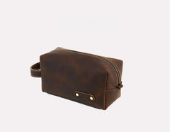 Brown Leather Toiletry Bag Men's Brown Leather Toiletry Bag Full Grain Leather Toiletry Bag - iwalletsmen