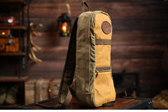 Army Green Canvas Mens Waterproof Slim Backpack Waxed Canvas Backpack for Men