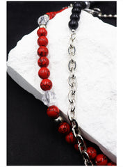Beaded Wallet Chain Red Turquoise Stone Ball Wallet Chain Double Wallet Chain - iChainWallets
