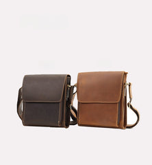 Brown Vertical Messenger Bag for Men 