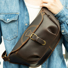 Brown Mens Leather Sling Pack Brown Leather Sling Pack for Men - iwalletsmen