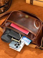 Brown Mens Leather Sling Pack 