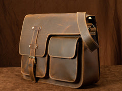Brown Leather Messenger Bag - Style