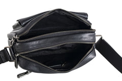 Mens Black Leather Crossbody Bag Mens Small Leather Crossbody Bag - iwalletsmen