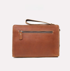 Brown Large Men's Leather Clutch Purse - iwalletsmen