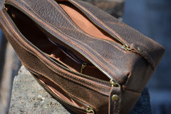 Brown Leather Toiletry Bag Full Grain Leather Toiletry Bag Vintage Mens Toiletry Bag - iwalletsmen