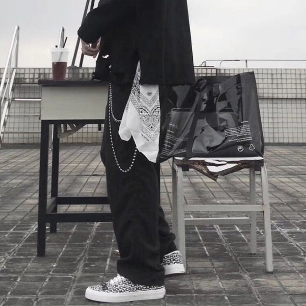 Black Paisley Bandana Trousers Chain Pants Chain Biker Kerchief Headscarf Jeans Chains