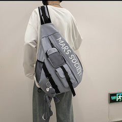 Nylon Large Sling Bag For Big Men Gray Waterproof Hiking Huge Sling Bag For Women