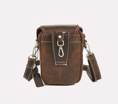 Brown Leather Belt Phone Pouch - iwalletsmen