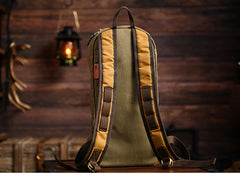 Army Green Canvas Mens Waterproof Slim Backpack Waxed Canvas Backpack for Men