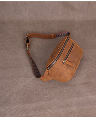 Brown Vintage Large Leather Waist Bag Mens - iwalletsmen