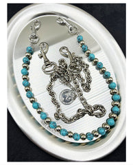 Green Turquoise Beaded Wallet Chain Ball Wallet Chain Double Wallet Chain - iChainWallets