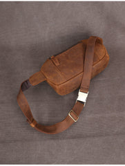 Brown Vintage Large Leather Waist Bag Mens - iwalletsmen