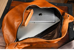 Cool Brown Mens Leather Large Travel Sling Bag Large Leather Waist Bags Fanny Pack for Men