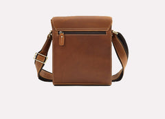 Brown Leather Vertical Crossbody Bag - iwalletsmen