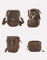 Leather Phone Belt Pouch Brown Mens Belt Pouch Leather Belt Phone Pouch - iwalletsmen