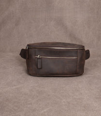 Dark Brown Leather Waist Bag for Men 