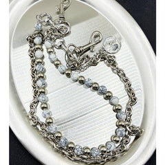 White Turquoise Beaded Wallet Chain Ball Wallet Chain Double Wallet Chain - iChainWallets
