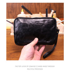 Dark Brown Leather Wristlet Clutch Wallet for Men Leather Phone Clutch Wallet - iwalletsmen