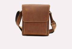 Brown Leather Vertical Crossbody Bag - iwalletsmen