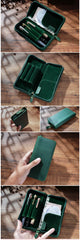 Green Leather Fountain Pen Case Luxury Leather Pen Case - iwalletsmen